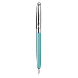 Chromed <b>Metal</b> Ballpoint and <b>Roller</b> Pen 0.5/0.7/1.0mm Writing Width Sky-Blue Shiny Finish Cute Promotional Style - Product Image 1