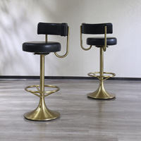 Tabouret de bar pivotant moderne et simple, design élégant, en bois massif, acier inoxydable, cuir, pour salon, maison, hôtel, salle à manger, meubles