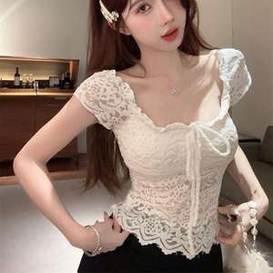 2025 Mujeres Nuevo Sexy alto elástico encaje transparente tirantes acolchado Top Slim Fit básico Casual construir en sujetador camisetas <span class=keywords><strong>blusa</strong></span> Top - Product Image 6