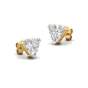 Aretes Solitarios Clásicos con Diamante Cultivado en Laboratorio CVD de Corte Trillón de 0.475ct, Brillante y Atemporal, Chapados en Oro de 10K, Regalo de Boda Moderno - Product Image 1