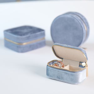 Custom Logo Portable Travel Mini Velvet Jewelry Storage <b>Box</b> Organizer Ring Case Italian Velvet <b>Small</b> Travel Jewelry <b>Box</b> - Product Image 4