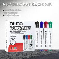 Marqueur effaçable à sec et à l'eau pour tableau blanc, pointe biseautée, style réservoir, en plastique, 6 mm, couleurs assorties