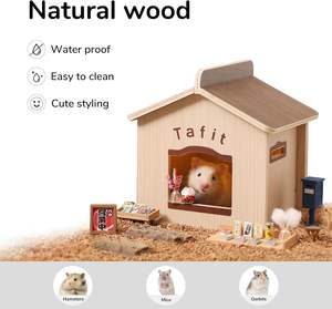 Tafit Grande cachette en bois pour hamsters gerbilles souris petit habitat pour animaux de compagnie et jouets de décoration de cage à la maison - Product Image 2