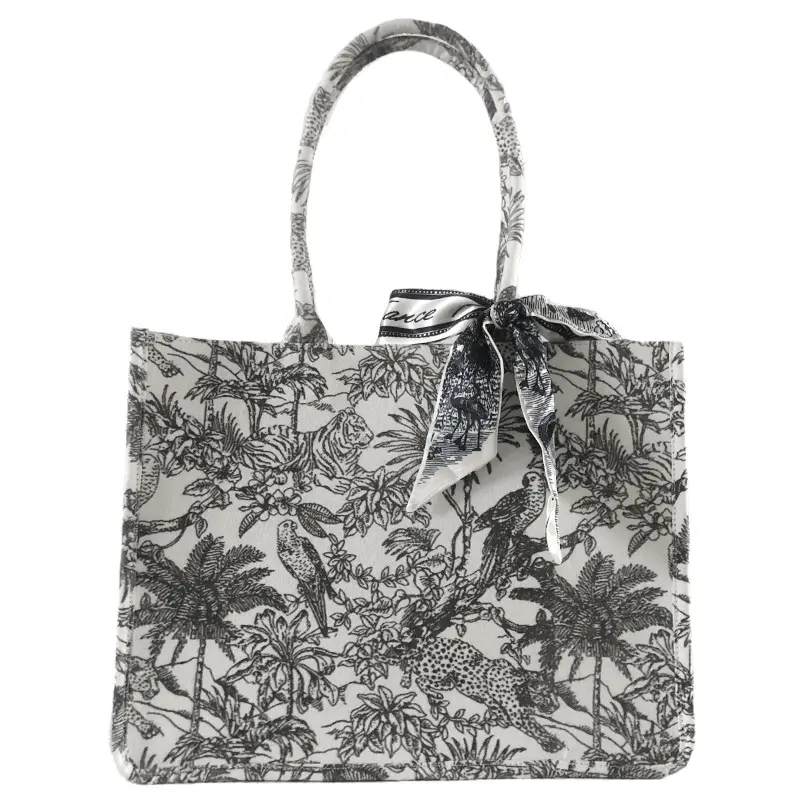 Luxury designer handbag beach shoulder bag canvas tote jacquard canvas sling bags for women