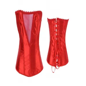 En gros rouge coupe ouverte corset bustier