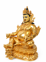 Statue de Jambhala faite à la main en laiton plaqué or avec finition antique et thème ange pour la décoration des temples bouddhistes, vente en gros