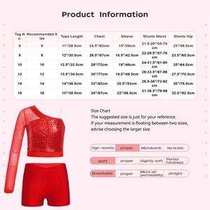 6-16 Kids Girls Dance Performance Costume Crop <b>Top</b> With Shorts Sets For Party Jazz Dance Cheerleading Competition Stage Shows - Product Image 6