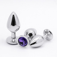 Plug anal long en alliage d'aluminium personnalisé, étanche, avec design en pierre précieuse violette en forme de diamant, pour le plaisir intime des adultes
