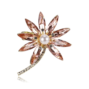 Nuevo Broche de Árbol de Coco de Cristal para <span class=keywords><strong>Mujer</strong></span>, con Perlas y Diamantes de Imitación, Diseño de Hoja y Flor, Estilo Coreano, Accesorio de Lujo Ligero para Abrigo - Product Image 6