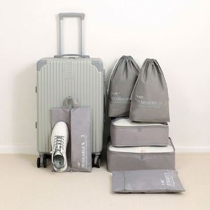Lot de 6 cubes de rangement compressibles multifonctionnels personnalisables pour bagages, sacs de voyage pour chaussures avec fermeture éclair - Product Image 2