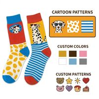Chaussettes fantaisie en gros, asymétriques, bicolores, motif chiot, streetwear, en coton pour femmes