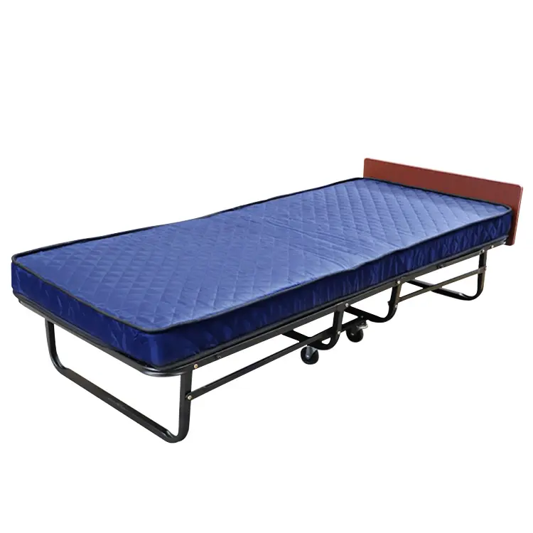 फैक्टरी सस्ते नीले होटल बिस्तर धातु होटल खड़े हो जाओ अतिरिक्त rollaway foldable बिस्तर