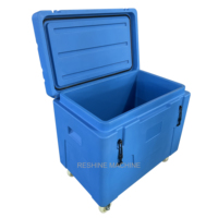Boîte de stockage de glace sèche de 320 L avec roues, matériau PE isolé thermiquement, design moderne pour le transport alimentaire