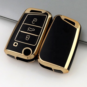 Funda de TPU con Borde Dorado para Llave de Coche Personalizada, Compatible con <span class=keywords><strong>VW</strong></span> MK7 Golf Golf7 Polo Tiguan Passat Skoda, Funda Plegable para Llave, Bolsa para Control Remoto - Product Image 6