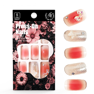 Luxe fait à la main 3d presse sur les <span class=keywords><strong>ongles</strong></span> Style coréen Gel doux carré faux <span class=keywords><strong>ongles</strong></span> fournitures <span class=keywords><strong>clair</strong></span> Blush rose <span class=keywords><strong>ongles</strong></span> avec breloque arc paillettes - Product Image 6