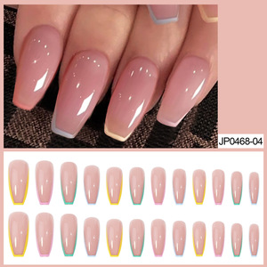 Nuevas pegatinas de <span class=keywords><strong>uñas</strong></span> desmontables de estilo francés arcoíris, a la moda, pre-diseñadas, para manicura, <span class=keywords><strong>uñas</strong></span> postizas de estilo largo, puntas de color sólido - Product Image 6