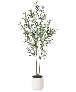 Commercio all'ingrosso della fabbrica di vendita calda al coperto esterno decorativo verde foglie artificiali piantato albero di olivo con la pentola - Product Image 2