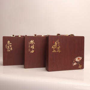 Wooden <b>Gift</b> <b>Box</b> Cordyceps Sinensis Guilin Oil Tea <b>Cake</b> Customizable Handmade Gold Stamp Rectangle Wenzhou Origin - Product Image 2