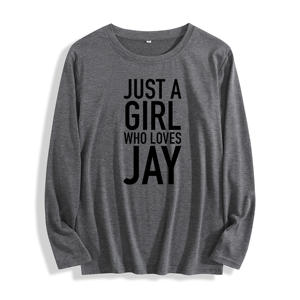 Tissu doux "Just a Girl Who Loves <span class=keywords><strong>Jay</strong></span> Typography Graphic" T-shirt à manches longues Multi Colors - Product Image 2