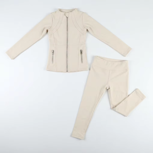 Ensemble de survêtement 2 pièces pour filles, veste zippée et leggings, tissu extensible et doux, tenue de sport et de yoga pour enfants - Product Image 2