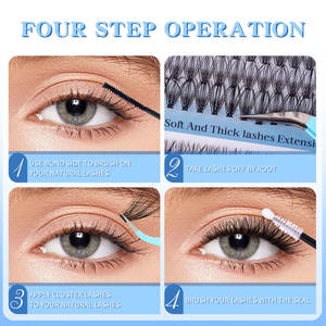 Kit <span class=keywords><strong>de</strong></span> <span class=keywords><strong>Pestañas</strong></span> Postizas en Racimo DIY - <span class=keywords><strong>Pestañas</strong></span> Mixtas Naturales y Voluminosas con Set <span class=keywords><strong>de</strong></span> <span class=keywords><strong>Pegamento</strong></span> Autoaplicador - Product Image 4