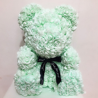 Boîte Cadeau 40*30*30cm avec Ours en Roses Artificielles pour la Saint-Valentin, Décoration de Mariage DIY, Fleurs Artificielles, Ours en Peluche