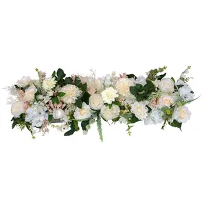 Estrada chumbo citado flores de seda corredor, arco de seda branco orangetable artificial rosa peônia flor para decoração de casamento