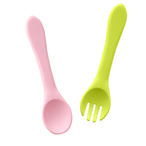 Juego de Cuchara y Tenedor de Silicona de Grado Alimenticio, Libre de BPA, Portátil, para Bebés, Niños Pequeños, Utensilios para la Hora de Comer, Vajilla Infantil - Product Image 2