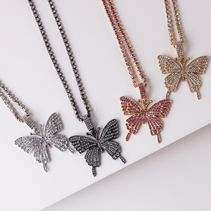 Hot-selling Rhinestone Pendant <strong>Necklaces</strong> Chain Crystal Butterfly <strong>Choker</strong> <strong>Necklace</strong> Frosted Butterfly Pendant <strong>Necklace</strong> for Women - Product Image 2