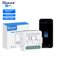 GIRIER Tuya DIY Interruptor de Luz Inteligente WiFi de 1, 2, 3 o 4 Canales, Requiere Cable Neutro/Sin Cable Neutro