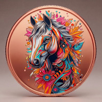 Pièce de monnaie en cuivre pur 999 de 1 oz, style artistique décoratif peint en relief, édition de collection UV 3D, thème animalier