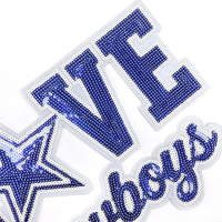 Patchs personnalisés en sequins de football, grandes appliques scintillantes pour vestes, t-shirts, tenues de sport et d'équipe pour le jour du match
