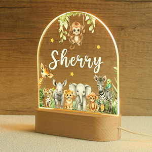 מנורת לילה תלת-ממדית מודרנית עשויה אקריליק עם תאורת לד, לוח עץ חכם לבית עם בקרת מתג לבסיס מנורה מעץ - Product Image 6