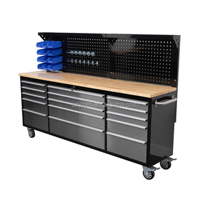Caja de herramientas OEM de acero de <span class=keywords><strong>84</strong></span> pulgadas con 10 cajones Ruedas resistentes Diseño impermeable y toma de corriente-Carro de acero moderno - Product Image 2