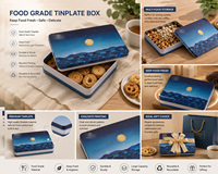 Boîte en fer blanc personnalisée de qualité alimentaire pour l'emballage de biscuits, bonbons et snacks