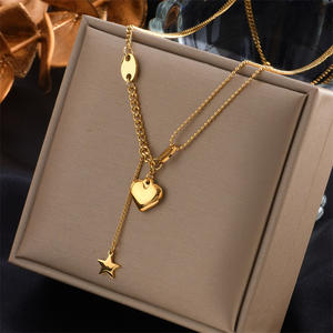 2024 diseño de nicho de moda colgante de cadena irregular Acero de titanio chapado en oro collares en capas multicapa joyería para mujeres - Product Image 3