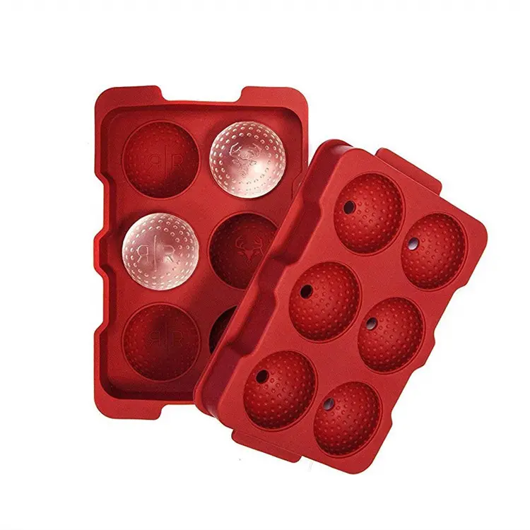 Molde de silicone portátil para bola de gelo, bandeja de cubo, molde para bola de gelo do golfe