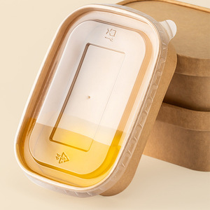 Caja de Almuerzo Ecológica Biodegradable para Llevar, Caja de Papel para Comida, Caja de Papel <span class=keywords><strong>Kraft</strong></span> para Restaurante con Tapas - Product Image 4