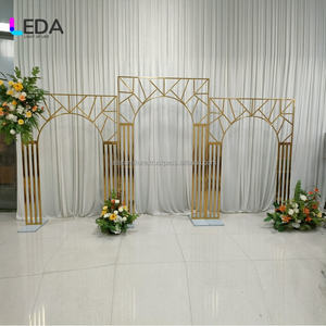 Leda แผ่นโลหะตกแต่งรูปโค้งสีเงินสำหรับงานแต่งงานของชาวอิสลามฉากหลังลายดอกไม้สำหรับงานปาร์ตี้ - Product Image 4