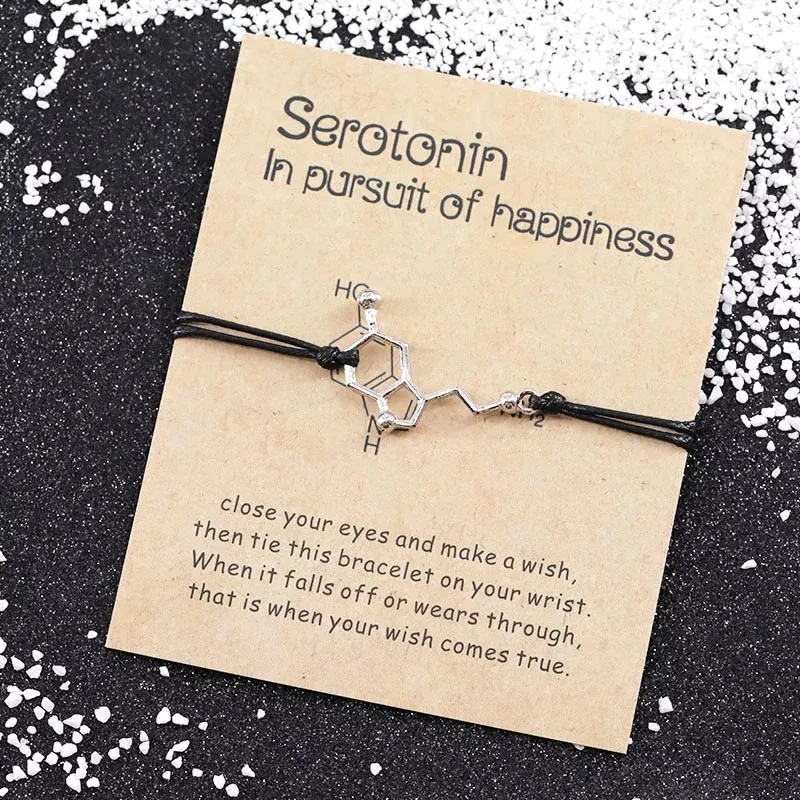 LWD60040 Serotonin Conical Chemical Molecular Wish Armbänder 5 HT Armreif Hormon moleküle Mental Health Chemistry DNA Bracelet