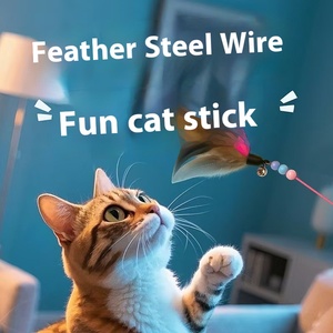 Super lungo eco-friendly piuma gatto stuzzicare bastone con campana e giocattolo interattivo per animali domestici per le vacanze di capodanno Meow <span class=keywords><strong>Play</strong></span> resistenza - Product Image 3