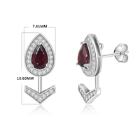 YBO luxe femmes boucles d'oreilles en argent Sterling 925 avec grenat rouge naturel conception de flèche à la mode pour les mariages fêtes cadeaux