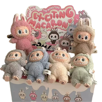 En stock : Figurine en vinyle Labubu Bubble Mart, collection Macaron, poupée en peluche faite à la main avec des personnages de Frozen