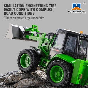 Camion excavateur télécommandé HUINA 1579 1:14, 9 canaux, chargeur, chariot élévateur bidirectionnel avec simulation sonore et lumineuse, modèle d'ingénierie, voiture RC - Product Image 3
