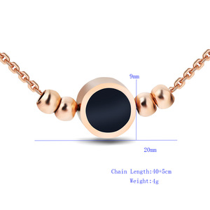 Collar con colgante de cuentas negras y oro rosa de estilo europeo para mujer, cadena de clavícula con diseño geométrico de bolas para uso diario BF1267 - Product Image 2