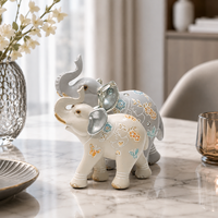 Artisanat en résine moderne et minimaliste en forme d'éléphant mère-enfant, design exquis, écologique, en forme de champignon de neige pour la décoration intérieure