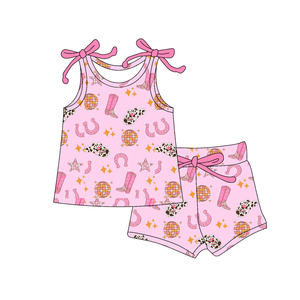 Preordine MOQ 5 Stivali Cappello Rosa Abbigliamento Estivo Western per Ragazze Ingrosso Stili Selvaggi per Sorelle Nuova Moda Boutique Abbigliamento per Bambini - Product Image 3