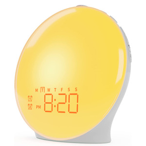 Wake Up Light Sunrise Alarm <b>Clock</b> Round Touch Control USB Powered Snooze Function <b>Digital</b> Display For Bedroom Use - Product Image 1