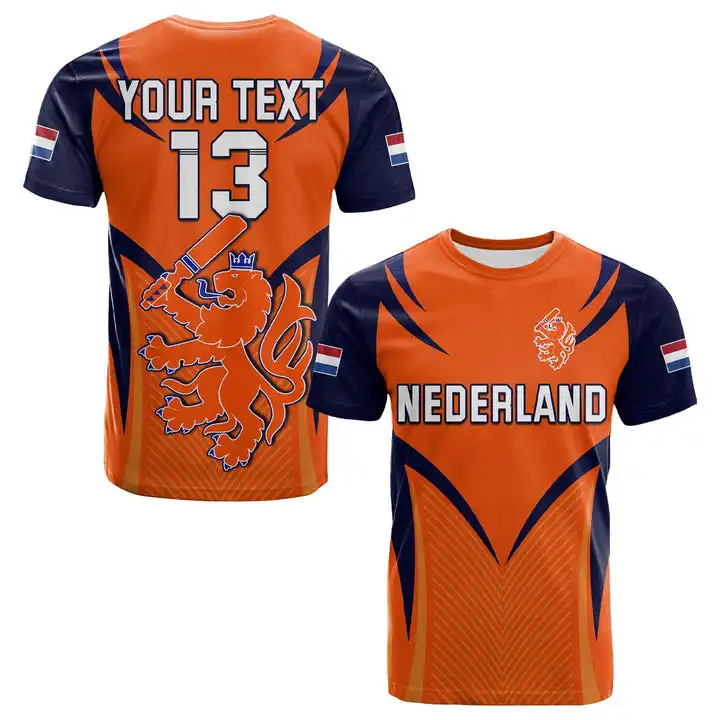 オランダサッカーフラッグスタイルTシャツサッカーVネックTシャツ2022サッカーサッカーチームオレンジチャンピオンズジャージー