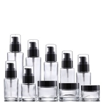 Flacon en verre transparent pour cosmétiques, soins pour la peau, bouteille à pompe vide, lotion corporelle, 20ml, 30ml, 60ml, 100ml, 10 pièces